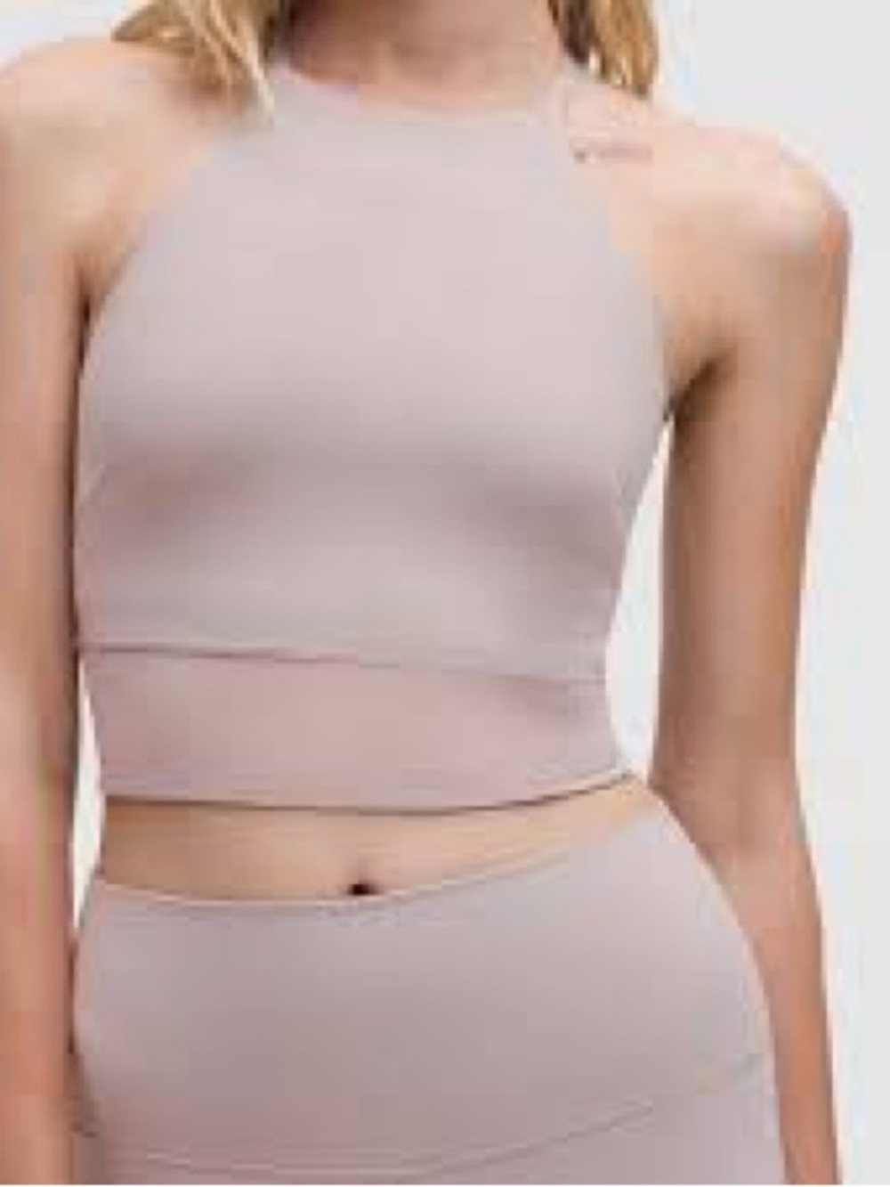 Lululemon NULU high neck mesh hem tank in dusty taupe